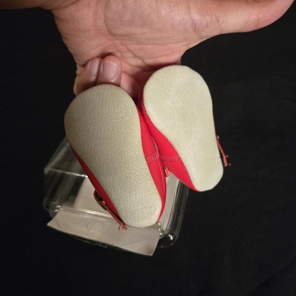 Wee Kids Dress Shoes USA Girls Newborn Size 0 Red Patent Mary Jane Bow Crib VTG